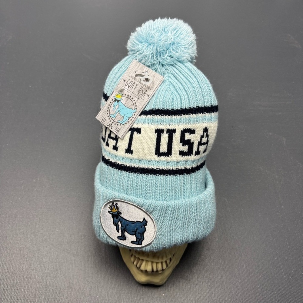 GOAT USA Beanie Men's One Size Blue Cable Knit Winter Hat Cozy Casual NWT